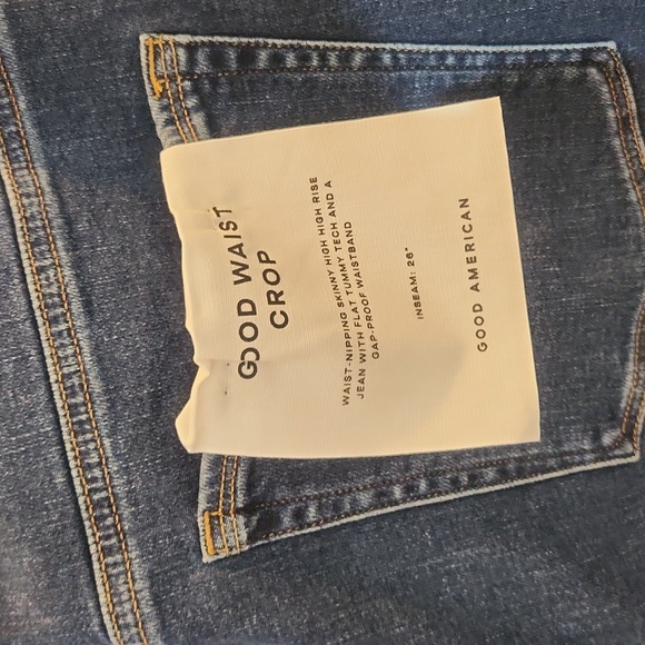 Good American Good Waist Crop Jeans in blue Indigo379 size 16W - Picture 11 of 17